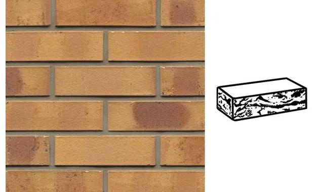 Кирпич клинкерный Muhr 06 K Hellbraun-bunt Kohle готик, 240х55х71 мм
