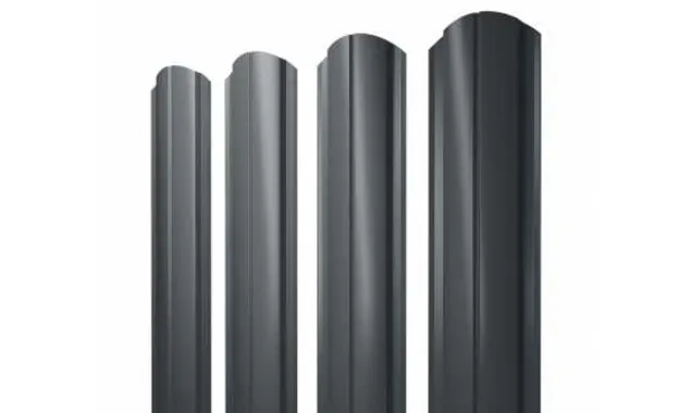 Штакетник Полукруглый Slim фигурный Grand Line 0,45 Полиэстер - double RAL7016 Антрацитово-Серый