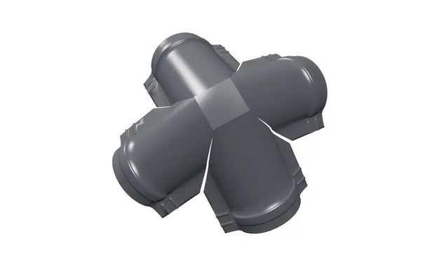 Четверник конька полукруглого Quarzit PRO matt с пленкой RAL 7024 мокрый асфальт