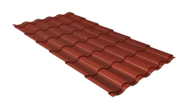 Металлочерепица Grand Line Kredo 0,5 PurLite Мatt RAL 8004 Терракота