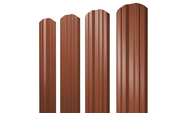 Штакетник Twin фигурный Grand Line 0,5 Satin RAL8004 Терракота