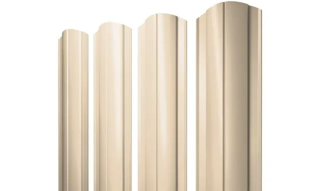 Штакетник Круглый фигурный Grand Line 0,45 Drap RAL1015 Светлая Слоновая Кость