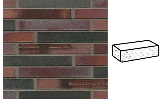 Кирпич клинкерный Muhr 29 S Schwarzblau-bunt Spezial рустик, 290х90х40 мм