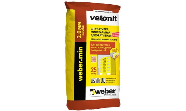 Декоративная минеральная штукатурка weber.min шуба 2 мм, зимняя, 25 кг