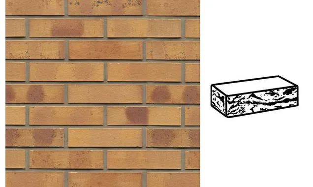 Кирпич клинкерный Muhr 06K Hellbraun-bunt Kohle готик, 290х90х71 мм