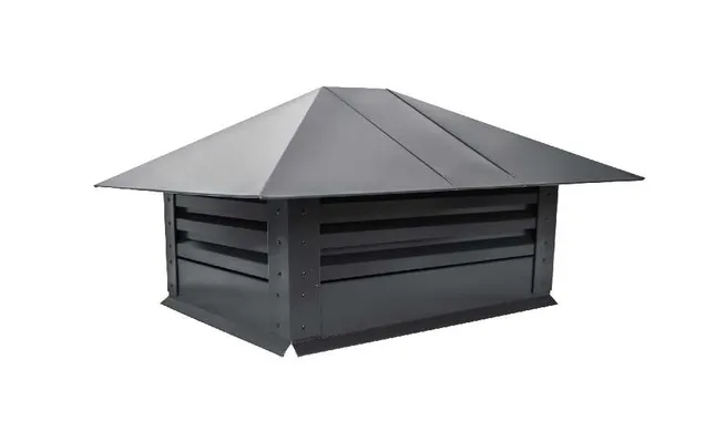 Дымник на трубу с жалюзи 520х390мм 0,5 GreenCoat Pural BT, matt с пленкой RR 23 темно-серый (RAL 7024 мокрый асфальт)