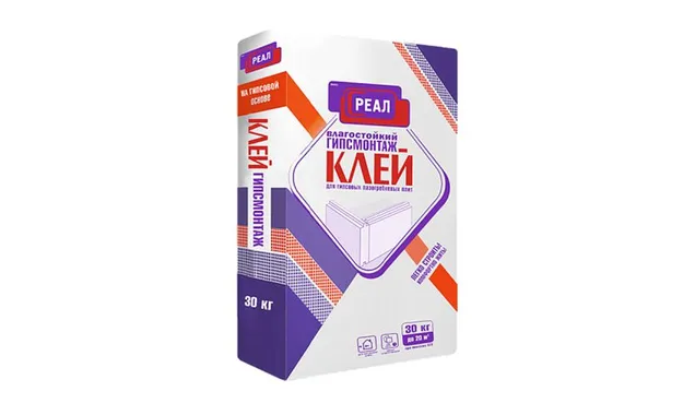 Клей для ПГП Гипсмонтаж РЕАЛ влагостойкий, 30 кг