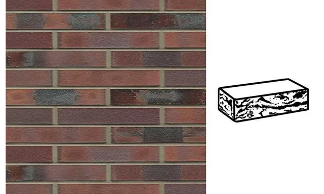Кирпич клинкерный Muhr 04KS Rotbraun-bunt Kohle Spezial готик, 290х90х40 мм