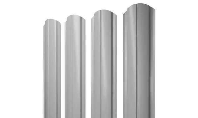 Штакетник Полукруглый Slim фигурный Grand Line 0,45 Полиэстер RAL9006 Бело-Алюминиевый