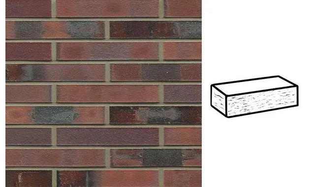 Кирпич клинкерный Muhr 04KS Rotbraun-bunt Kohle Spezial рустик, 290х90х52 мм