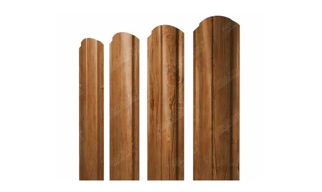 Штакетник Полукруглый Slim фигурный Grand Line 0,4 Print Premium Golden Wood Golden Wood
