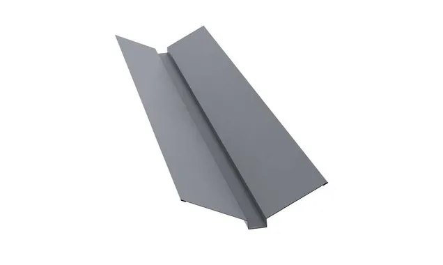Планка ендовы верхней 115х30х115 0,5 Satin с пленкой RAL 9006 бело-алюминиевый
