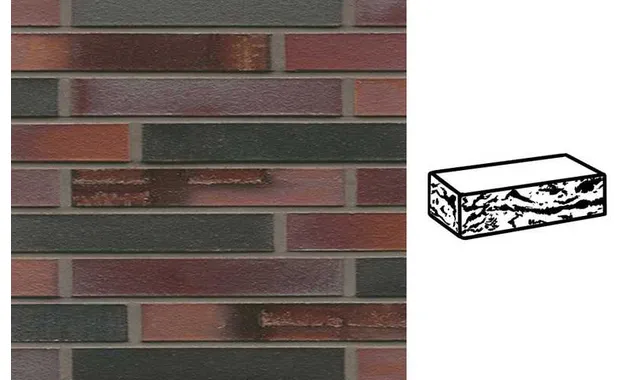 Кирпич клинкерный Muhr 29 S Schwarzblau-bunt Spezial готик, 290х90х40 мм