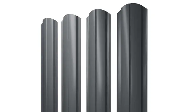 Штакетник Полукруглый Slim фигурный Grand Line 0,4 Полиэстер RAL7024 Мокрый Асфальт