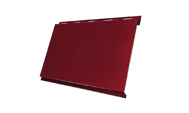 Металлический сайдинг Grand Line Вертикаль 0.5 мм classic Satin с пленкой RAL 3005 красное вино
