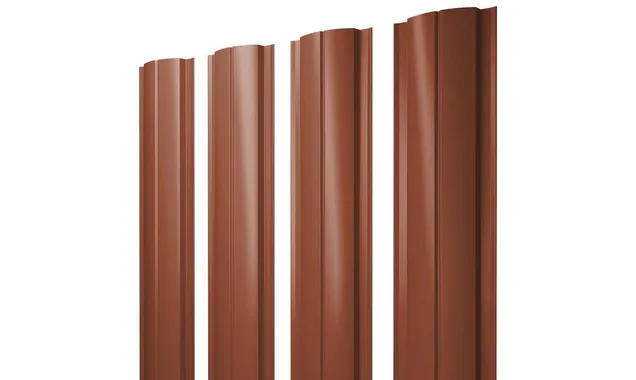 Штакетник Полукруглый Slim Grand Line 0,5 Satin RAL8004 Терракота