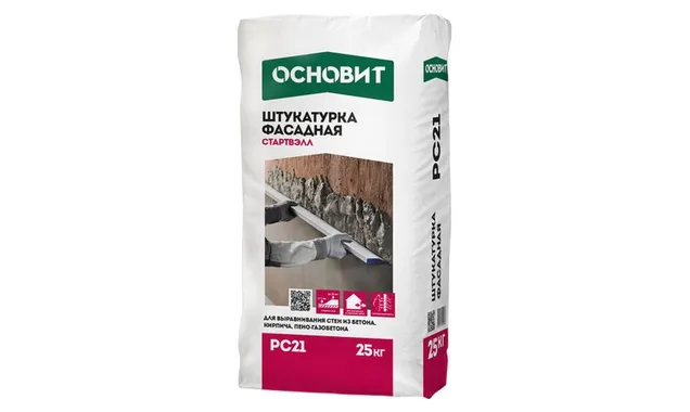 Фасадная штукатурка ОСНОВИТ СТАРТВЭЛЛ PC21 (ранее серия Т-21), 25 кг