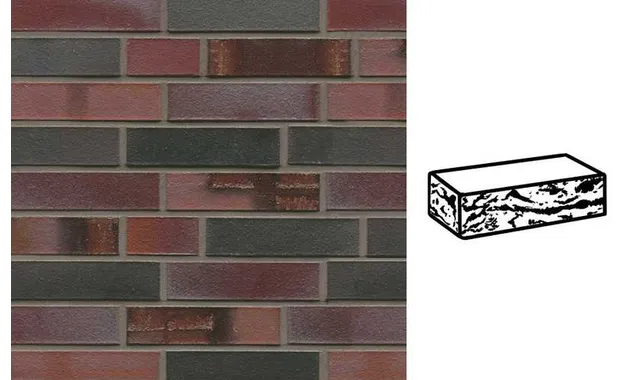 Кирпич клинкерный Muhr 29 S Schwarzblau-bunt Spezial готик, 290х90х71 мм