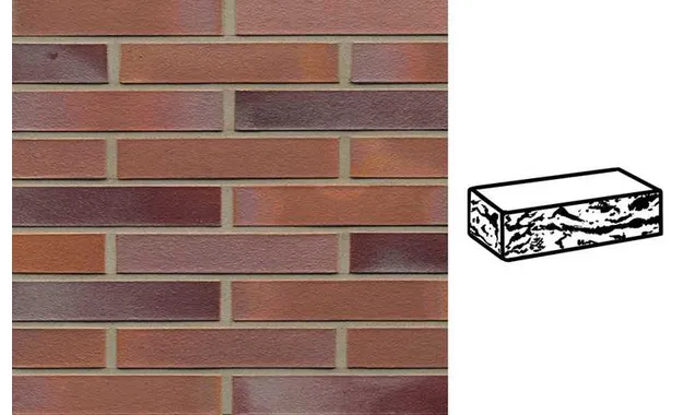 Кирпич клинкерный Muhr 14 Rotblau-bunt готик, 290х90х52 мм