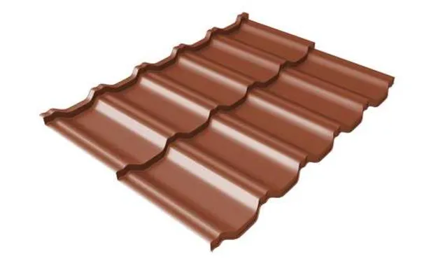 Металлочерепица Grand Line Kvinta Uno 0,45 Drap RAL 8004 Терракота
