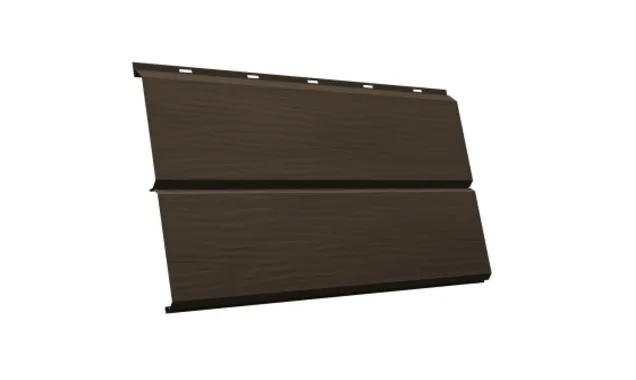 Металлический сайдинг Grand Line ЭкоБрус 3D 0.5 мм Atlas с пленкой RR 32 темно-коричневый
