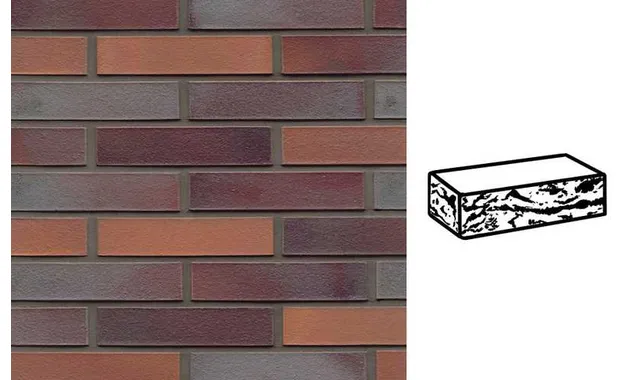 Кирпич клинкерный Muhr 12 Blaurot-bunt готик, 240х115х52 мм
