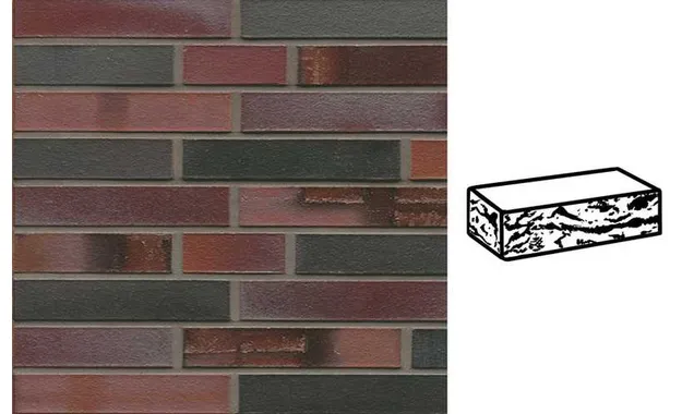 Кирпич клинкерный Muhr 29 S Schwarzblau-bunt Spezial готик, 290х90х52 мм