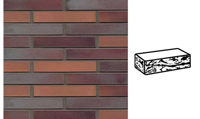 Кирпич клинкерный Muhr 12 Blaurot-bunt готик, 240х90х40 мм