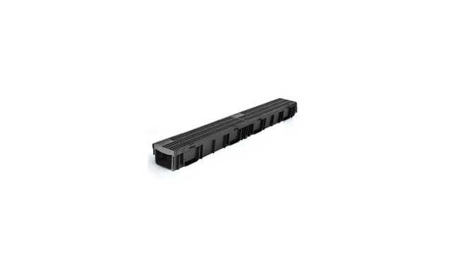 Комплект Gidrolica Light: лоток водоотводный ЛВ -10.11,5.9,5 - пластиковый с решеткой РВ- 10.11.50 пластиковой ячеистой, кл. B125 , серый (0809с)
