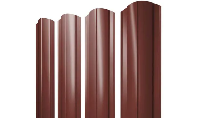Штакетник Круглый фигурный Grand Line 0,5 Satin RAL3009 Оксидно-Красный