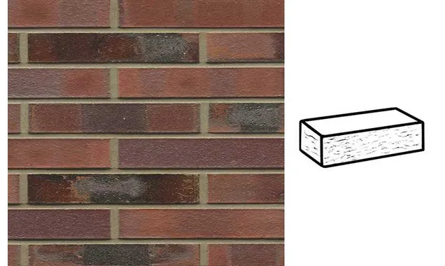 Кирпич клинкерный Muhr 04KS Rotbraun-bunt Kohle Spezial рустик, 240х90х40 мм