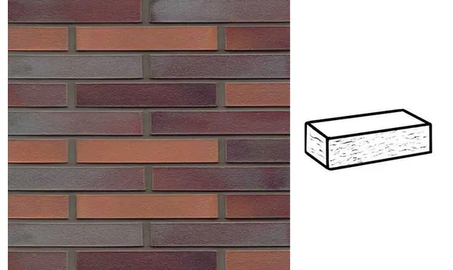 Кирпич клинкерный Muhr 12 Blaurot-bunt рустик, 240х90х40 мм
