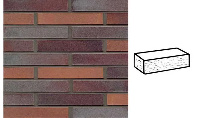 Кирпич клинкерный Muhr 12 Blaurot-bunt рустик, 290х90х52 мм