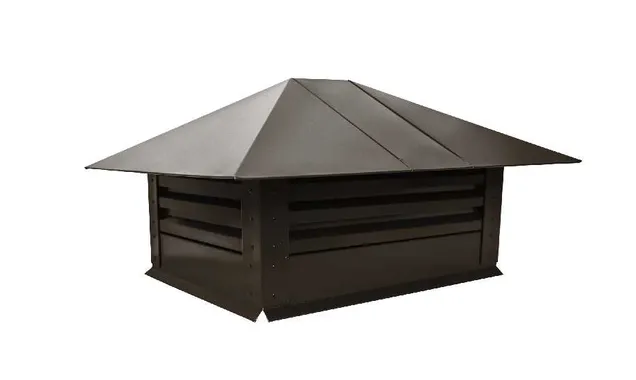 Дымник на трубу с жалюзи 520х390мм 0,5 GreenCoat Pural BT, matt с пленкой RR 32 темно-коричневый (RAL 8019 серо-коричневый)