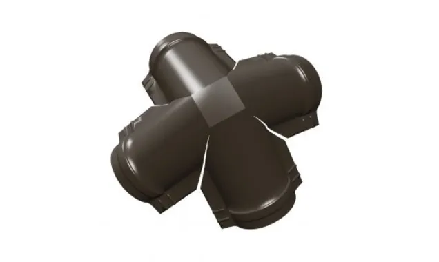 Четверник конька полукруглого GreenCoat Pural BT, matt с пленкой RR 32 темно-коричневый (RAL 8019 серо-коричневый)