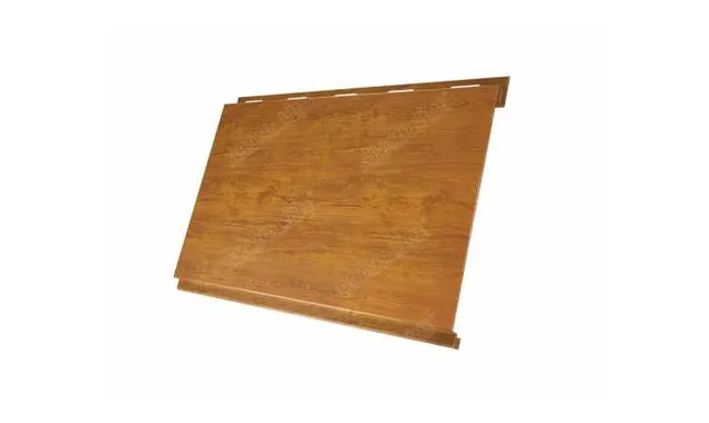 Металлический сайдинг Grand Line Вертикаль 0.45 мм classic Print-double Elite с пленкой Golden Wood