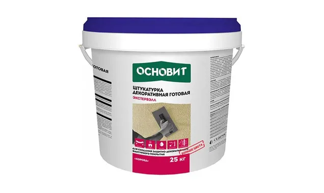 Штукатурка декоративная силикатная готовая к применению КОРОЕД ОСНОВИТ ЭКСТЕРВЭЛЛ OSl-3.0 WK база для колеровки, 25 кг
