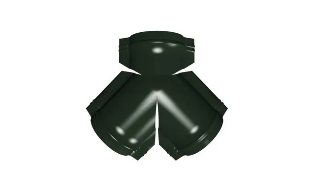 Тройник Y малого конька полукруглого GreenCoat Pural BT, matt с пленкой RR 11 темно-зеленый (RAL 6020 хромовая зелень)