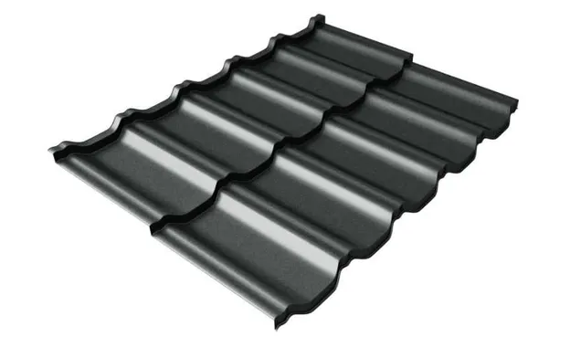 Металлочерепица Grand Line Kvinta Uno 0,5 GreenCoat Pural Matt BT RAL 7016 Антрацитово-серый