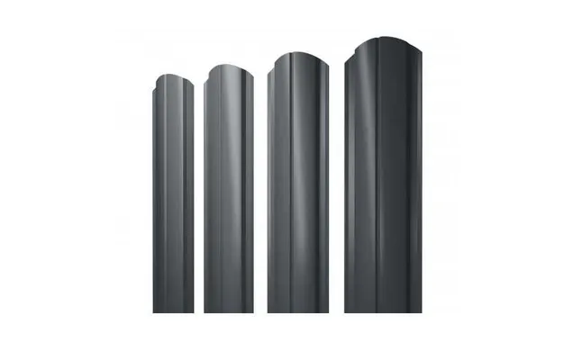 Штакетник Полукруглый Slim фигурный Grand Line 0,4 Полиэстер RAL7016 Антрацитово-Серый