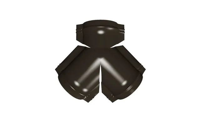 Тройник Y конька полукруглого GreenCoat Pural BT с пленкой RR 32 темно-коричневый (RAL 8019 серо-коричневый)