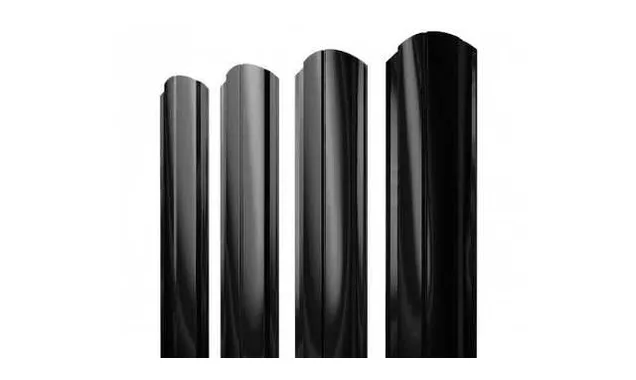 Штакетник Полукруглый Slim фигурный Grand Line 0,4 Полиэстер матовый - double RAL9005 Черный