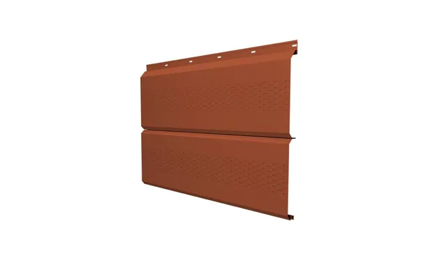 Софит ЭкоБрус с перфорацией 0,345 Grand Line 0,5 Satin с пленкой RAL 8004 терракота