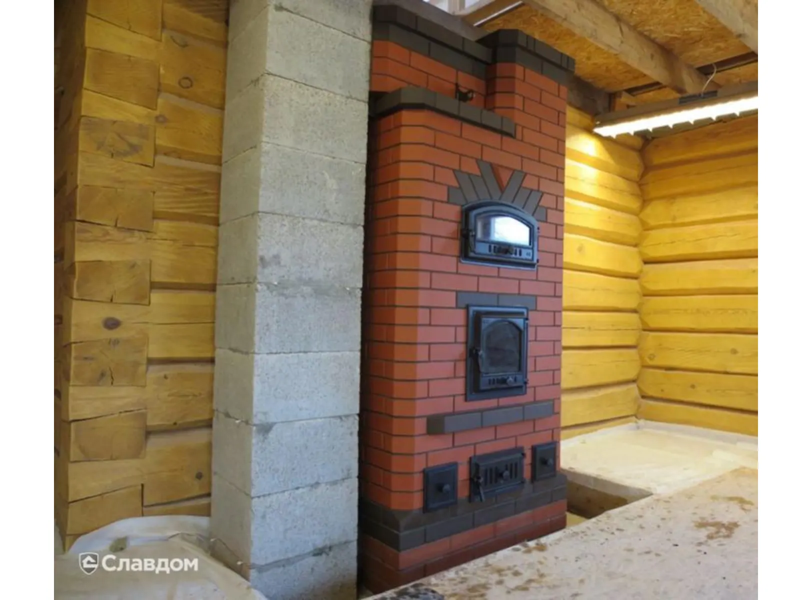 Печной кирпич фигурный полнотелый Lode Brunis F6 гладкий, 250х120х65 мм
