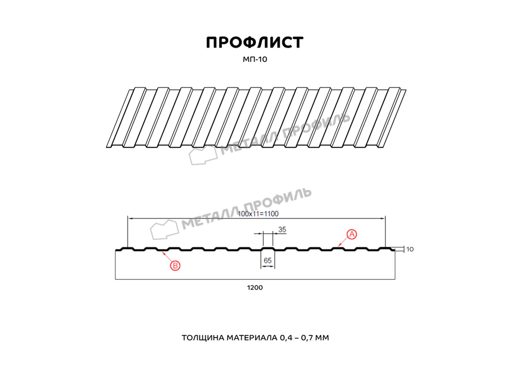 Профлист Металл Профиль МП10 0.5 PURETAN® RR 32 Темно-коричневый B
