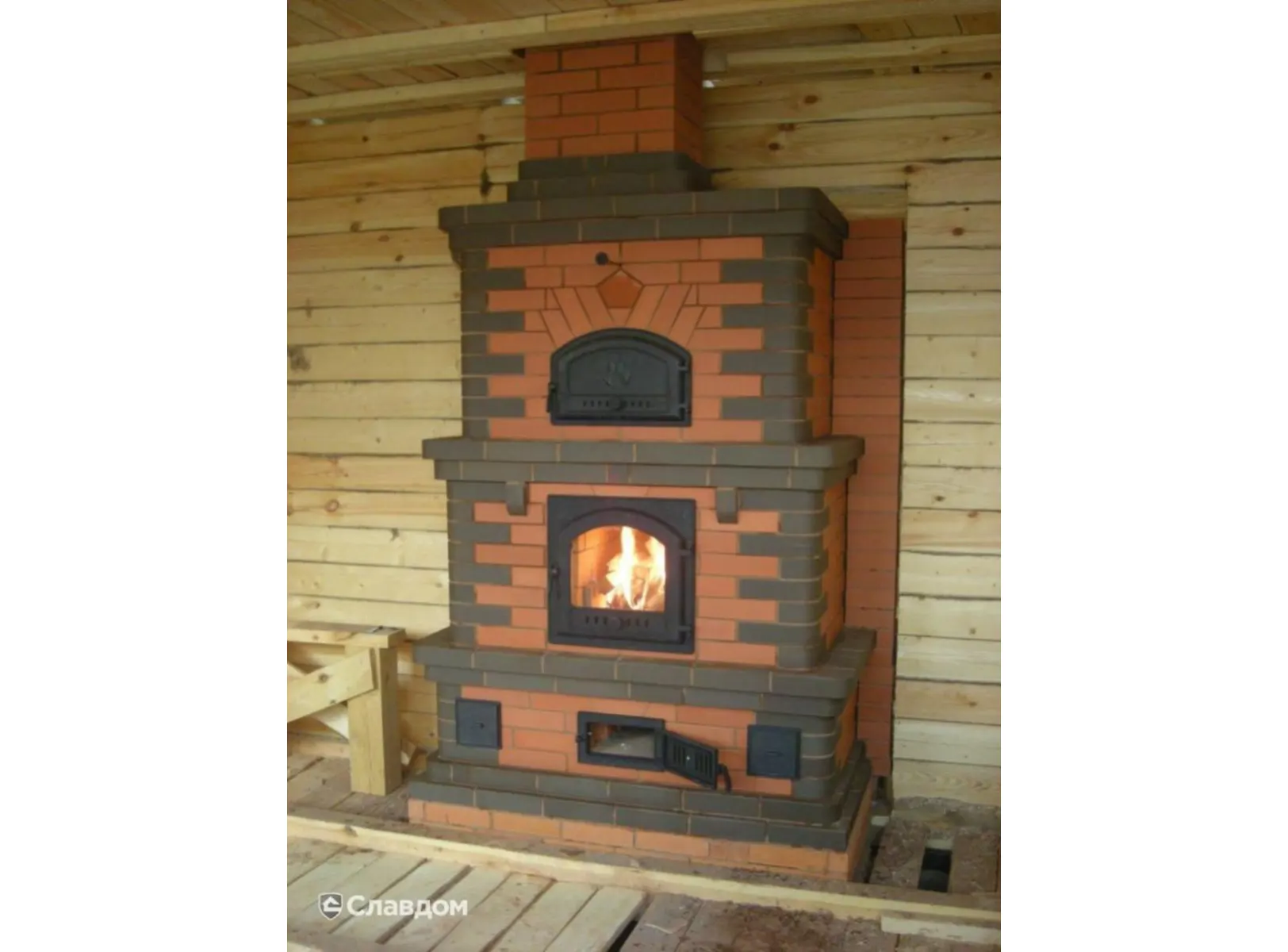 Печной кирпич радиусный полнотелый Lode Brunis F15 (R60) гладкий, 250х120х65 мм