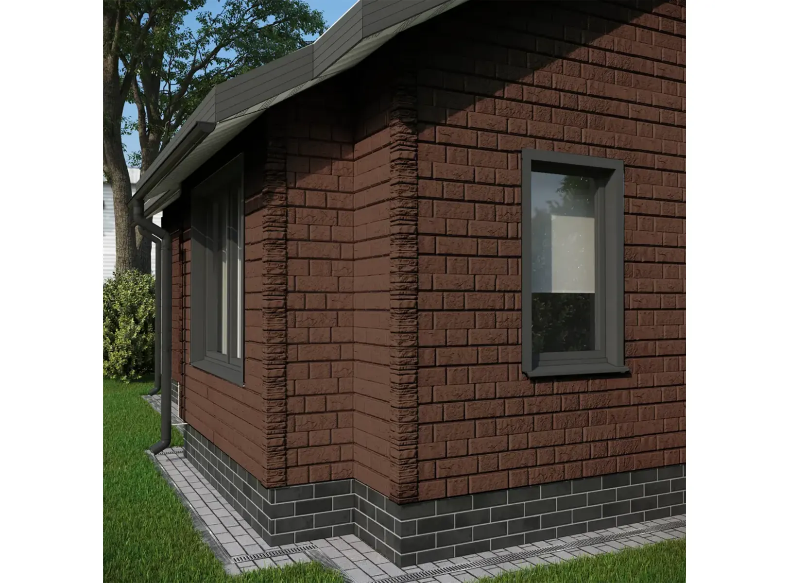 Виниловый сайдинг Docke BERGART LUX под камень Кедровый Орех 1809×285